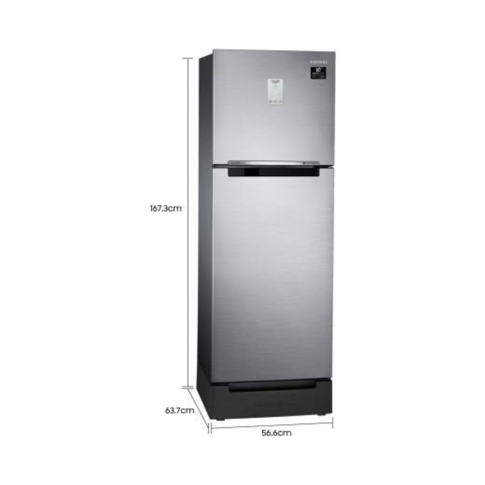 Samsung 244 L Frost Free Double Door 2 Star Refrigerator  (Ez Clean Steel(Silver), RT28A3C22SL/HL)