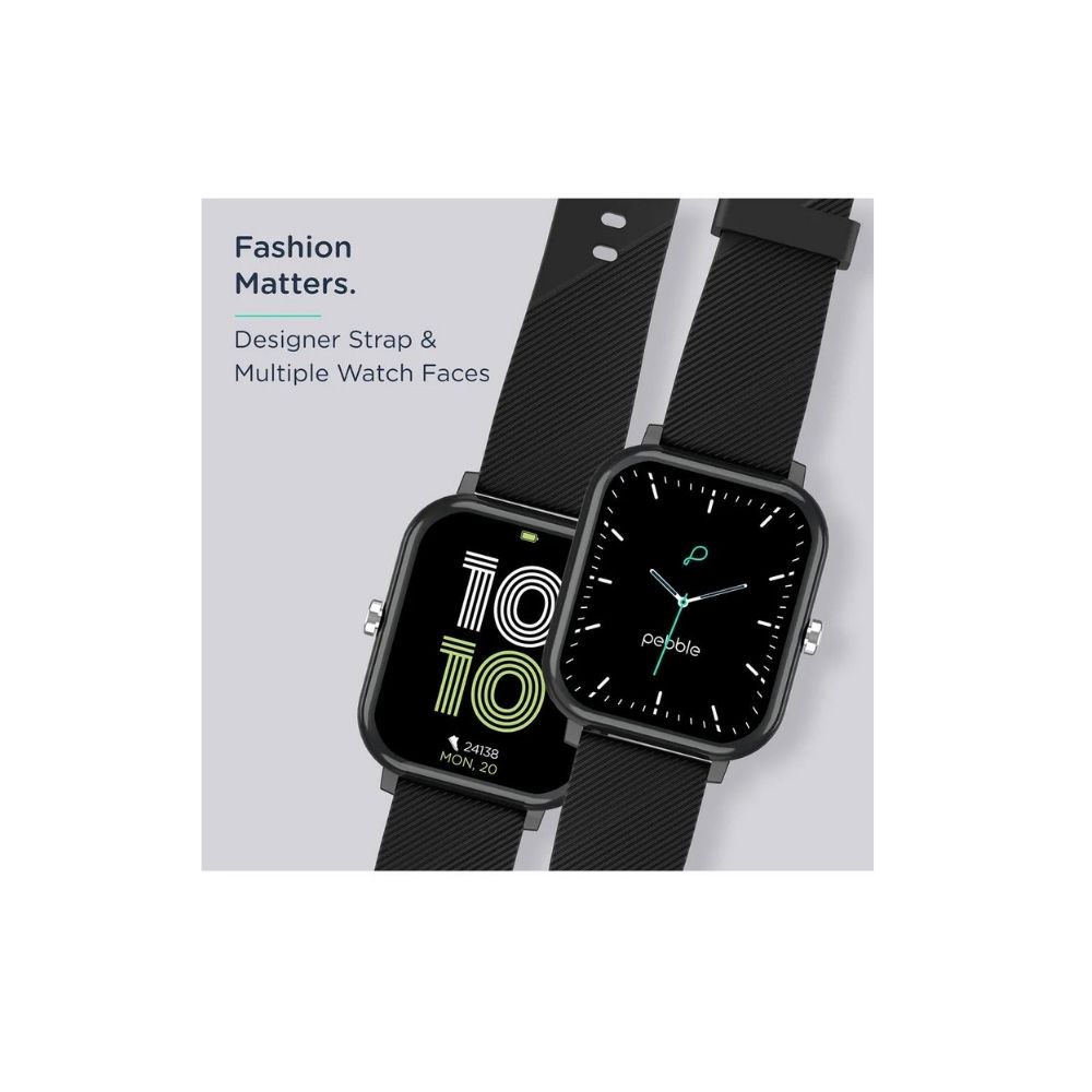 Pebble Prism Smart Watch (Bluetooth, 43.18mm) (11 Sports Modes, PFB12, Black, Silicone Band)