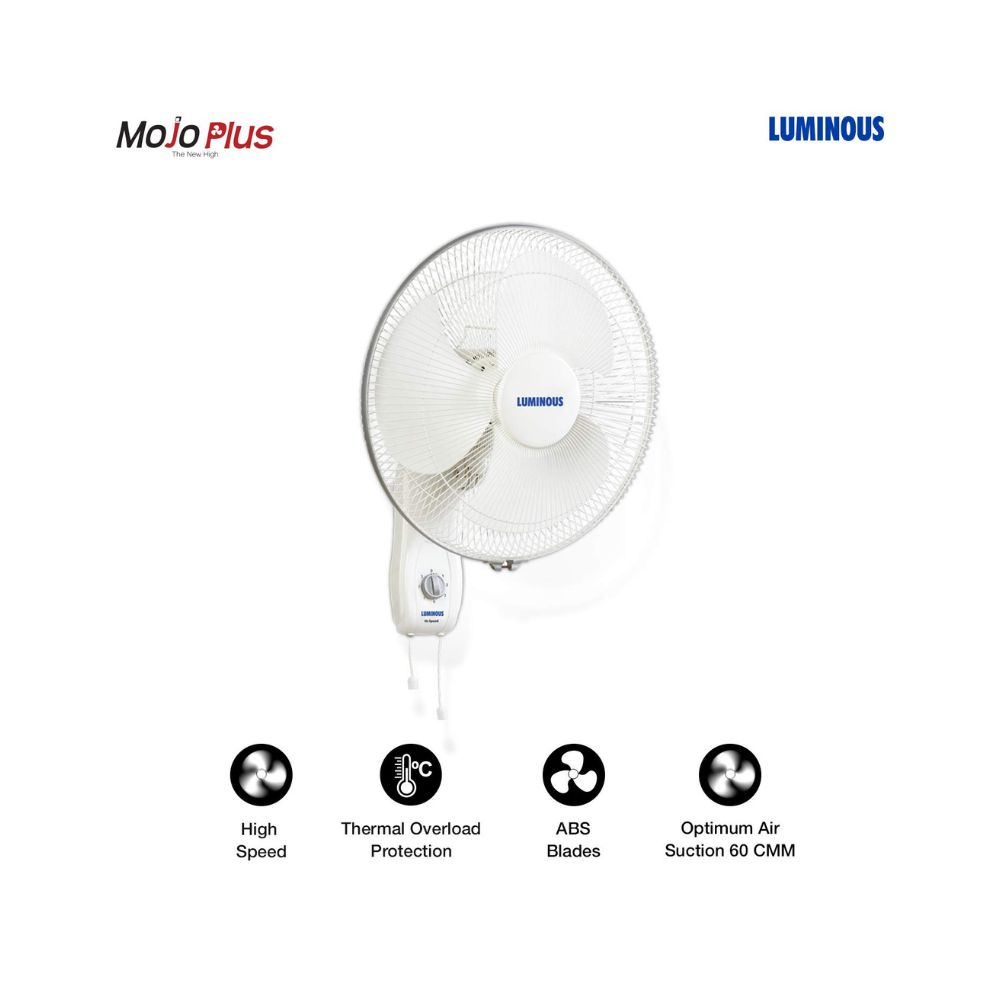 Luminous Mojo Plus 300mm High-Speed Wall Fan (White)