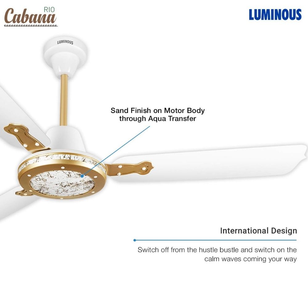 LUMINOUS 1200MM RIO CABANA C/F CRISTO WHITE 1200 mm 3 Blade Ceiling Fan  (WHITE CRISTO)