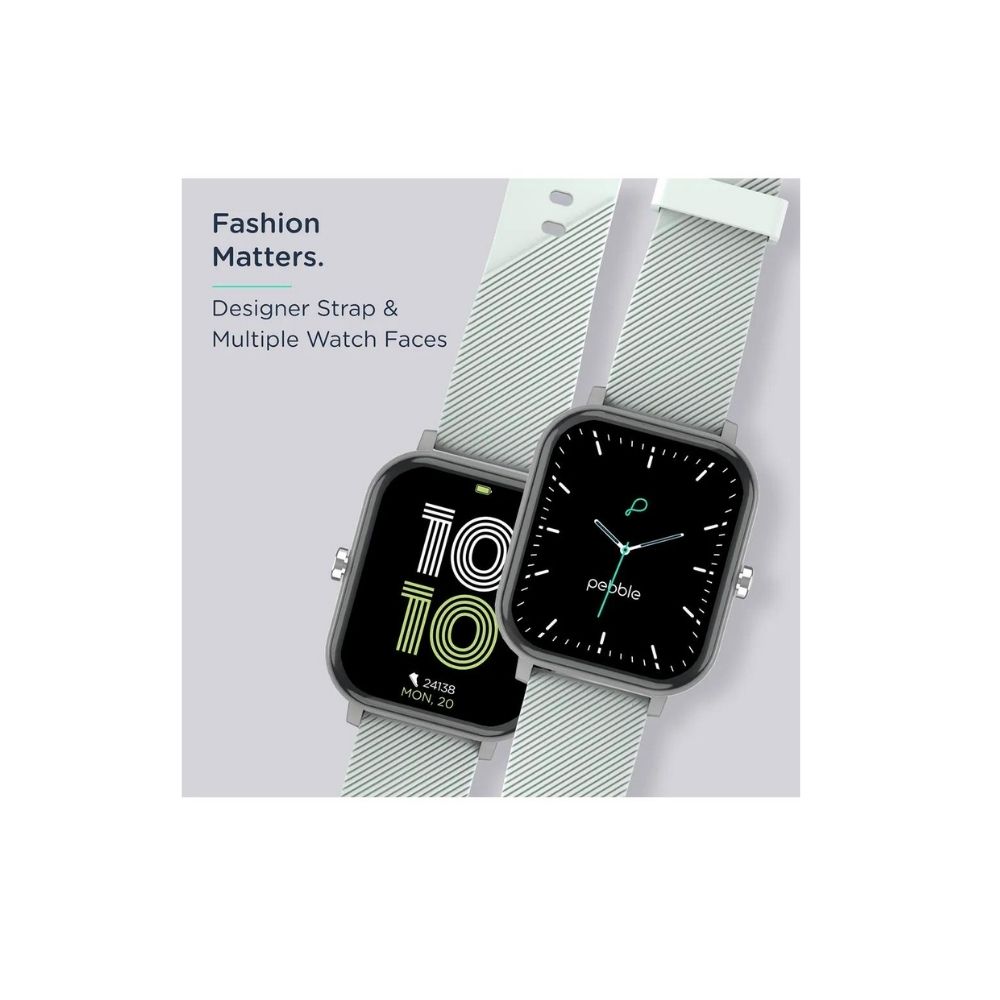 Pebble Prism Smart Watch (Bluetooth, 43.18mm) (11 Sports Modes, PFB12, Grey, Silicone Band)