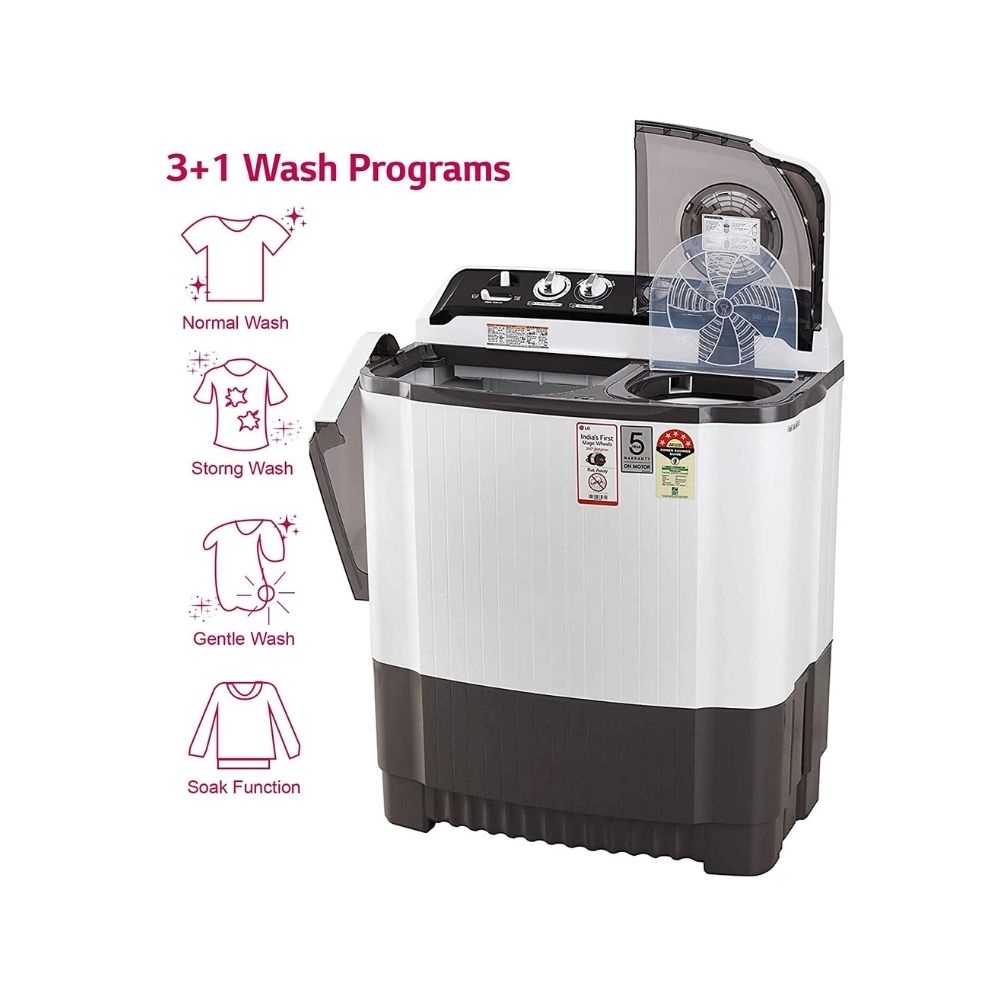 LG 8 kg 5 Star Rating Semi Automatic Top Load Grey, White  (P8035SGMZ)