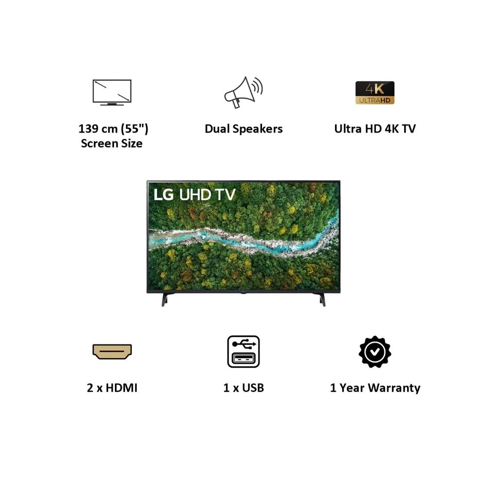 LG 139cm (55 Inch) Ultra HD 4K LED Smart TV (AI ThinQ, 55UP7750PTZ, Black)