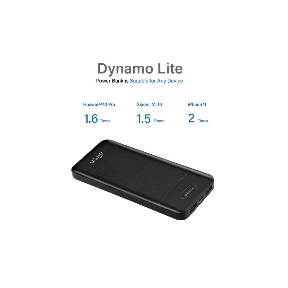 PTron 10000 mAh Lithium Polymer Power Bank Dynamo Lite with 10 Watt Fast Charging, Black