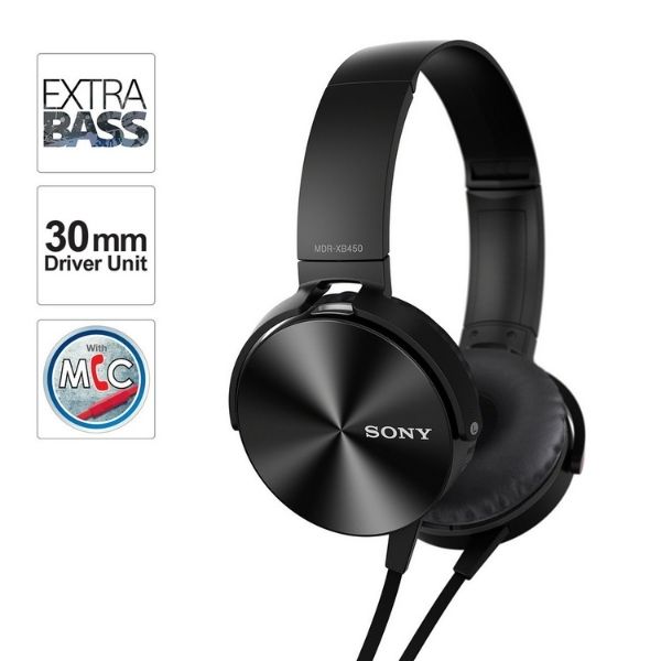 Sony MDR-XB450AP Wired Headset  (Black, On the Ear)
