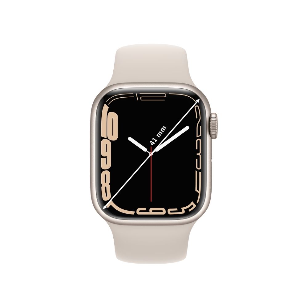 Apple Watch Series 7 GPS + Cellular MKHR3HN/A 41 mm Aluminium Case  (White Strap, Regular)