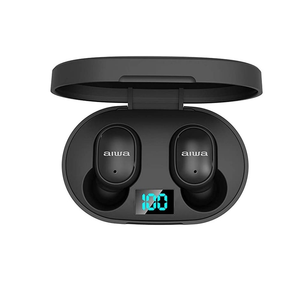 Aiwa AT-X80E Bluetooth Truly Wireless in Ear Earbuds with Mic (Black)