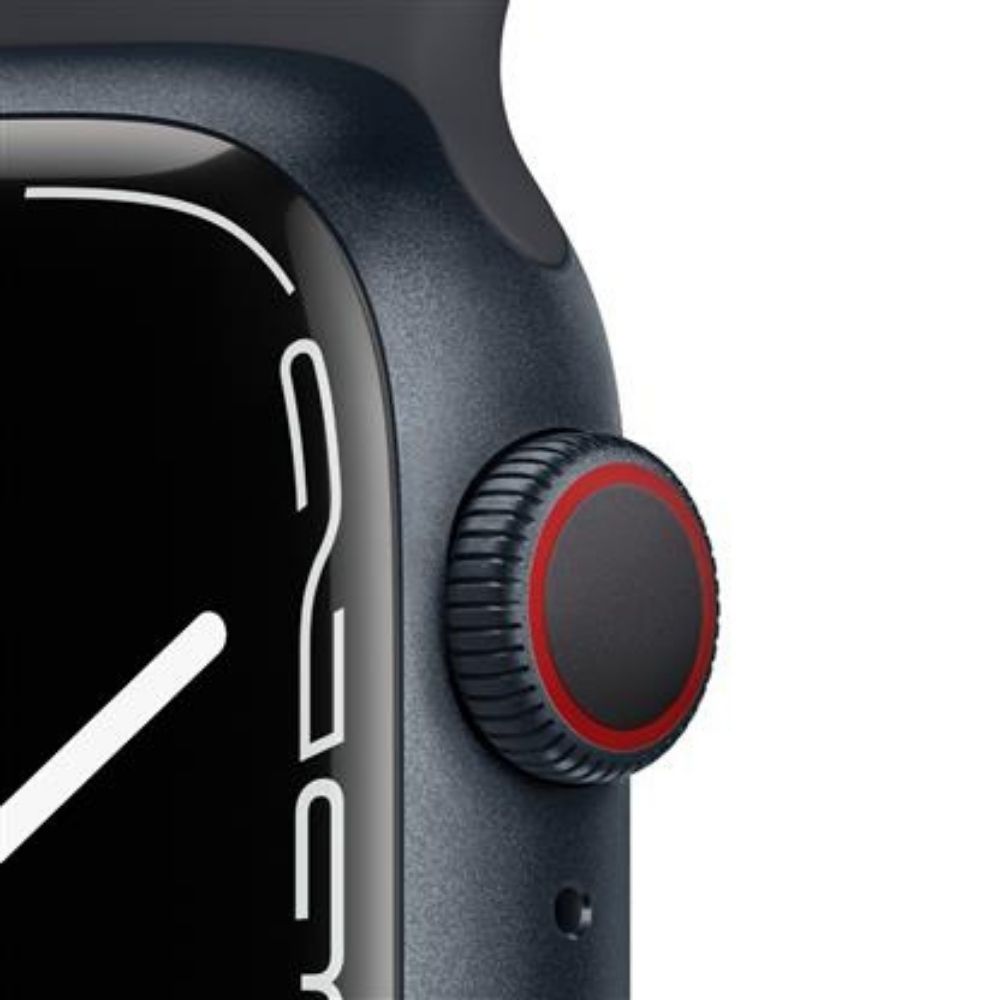 Apple Watch Series 7 GPS + Cellular MKHQ3HN/A 41 mm Aluminium Case  (Black Strap, Regular)