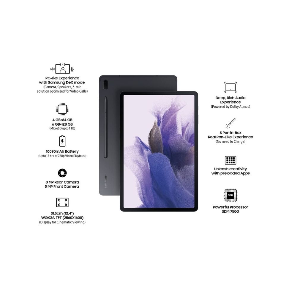 Samsung Galaxy Tab S7 FE 4 GB RAM 64 GB ROM 12.4 inches  Tablet (Black)