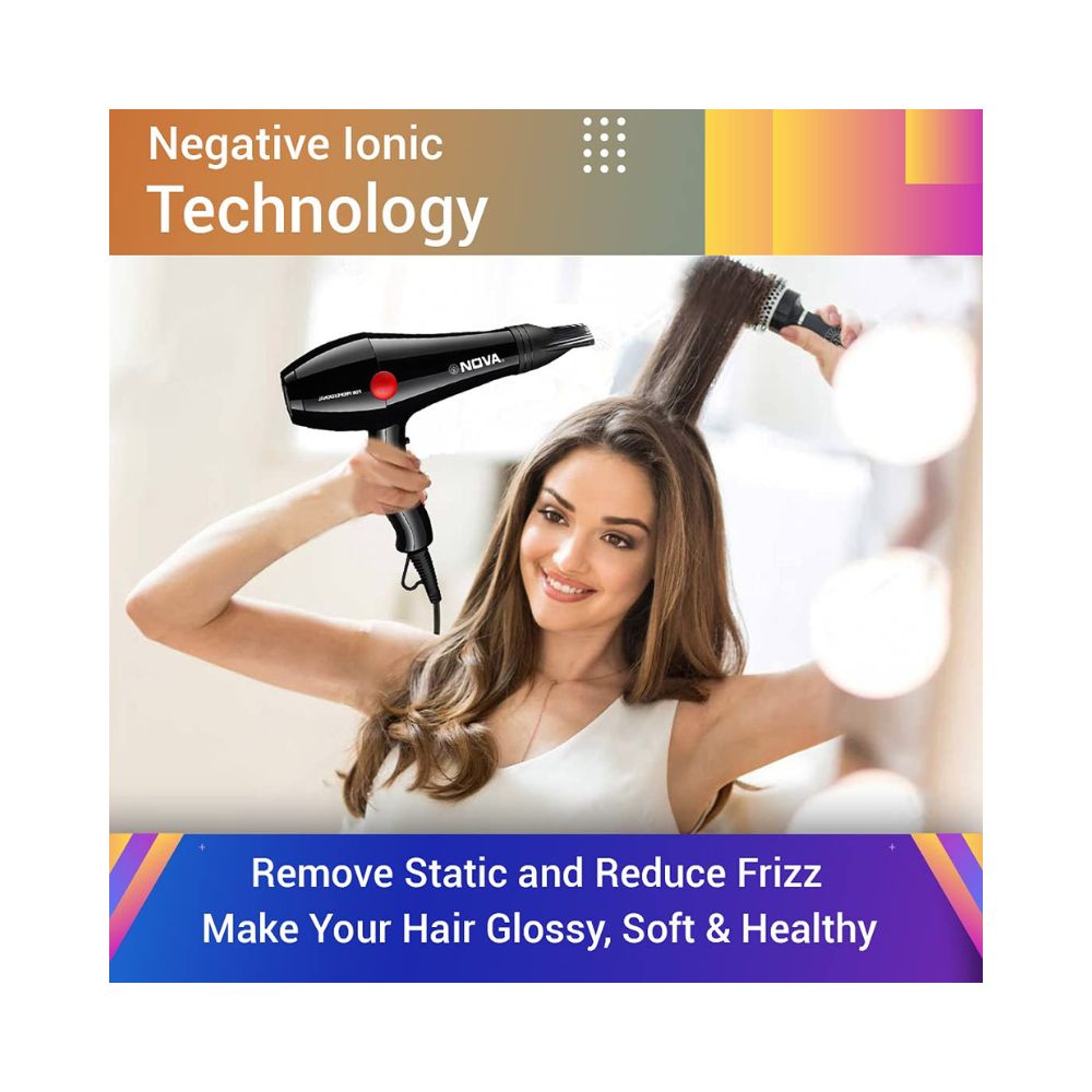 Nova NHP 8215 1800 Watts Proffesional Hair Dryer for Women (Red)