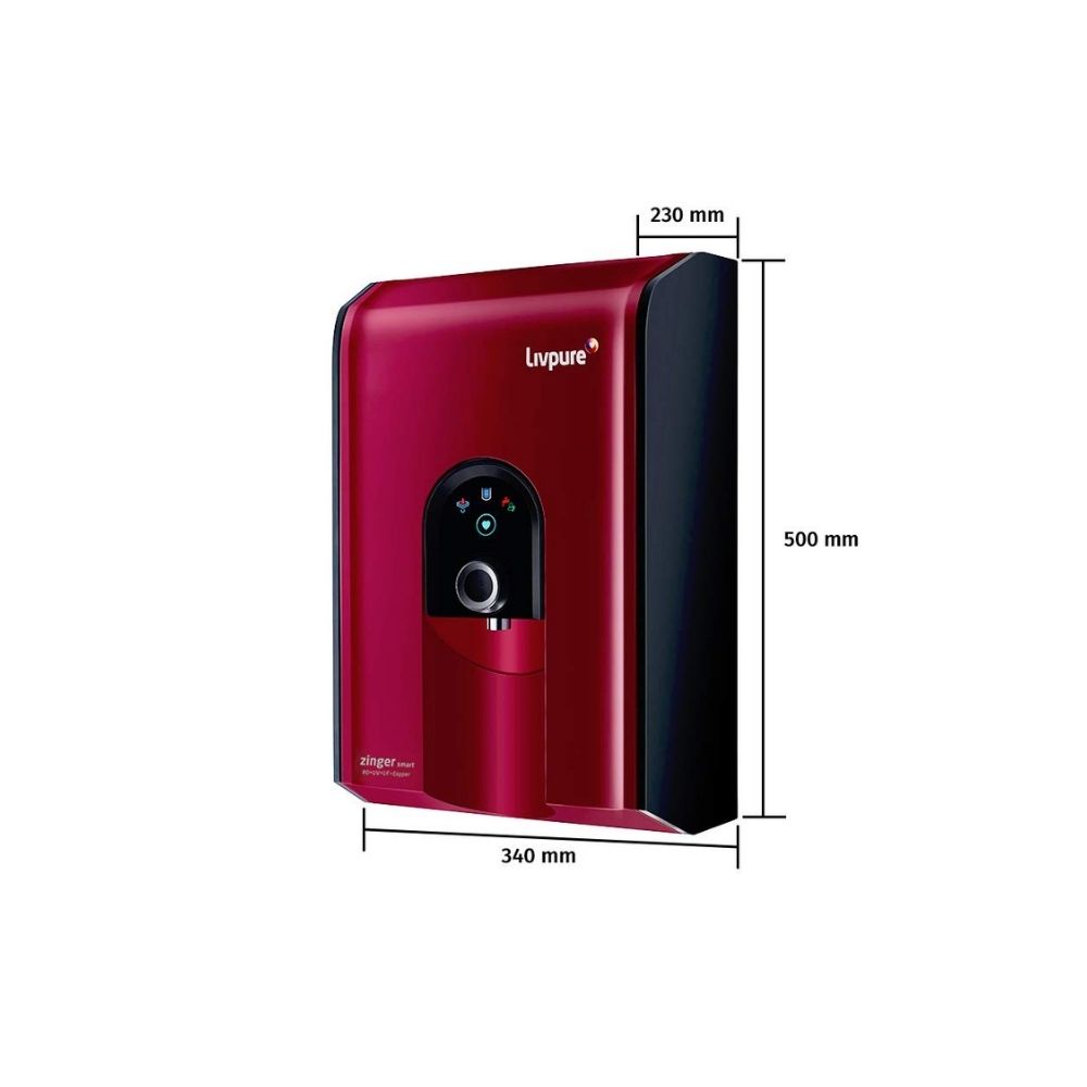 Livpure Liv-Zinger-HR 6.5 L RO + UV + UF + Minerals Water Purifier  (Red)