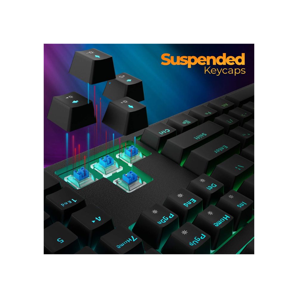 Zebronics zeb-max plus v2 premium mechanical keyboard with 104 tactile switch keys, 2 step stand, (zeb-max plus v2)