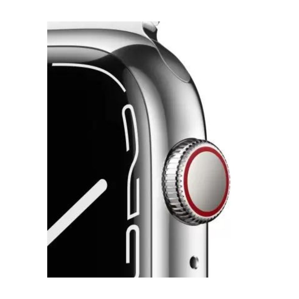 APPLE Watch Series 7 GPS + Cellular, MKJW3HN/A 45 mm Stainless Steel Case  (Silver Strap, Regular)
