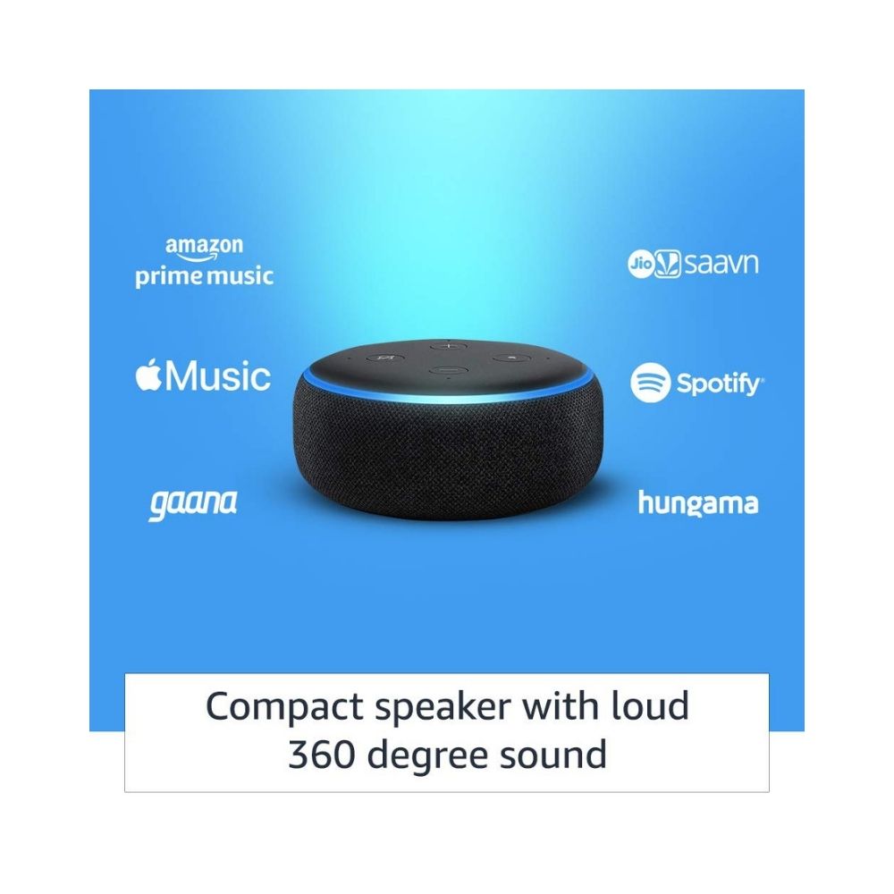 Echo Dot (3rd Gen) - #1 smart speaker brand in India with Alexa (Black)