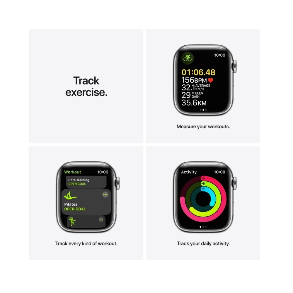 Apple Watch Series 7 GPS + Cellular - 41 mm MKHW3HN/A Silver Stainless Steel Starlight Band