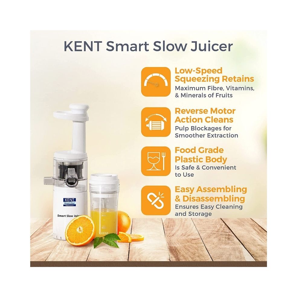 Kent smart slow juicer 16094 80 juicer (1 jar, white)