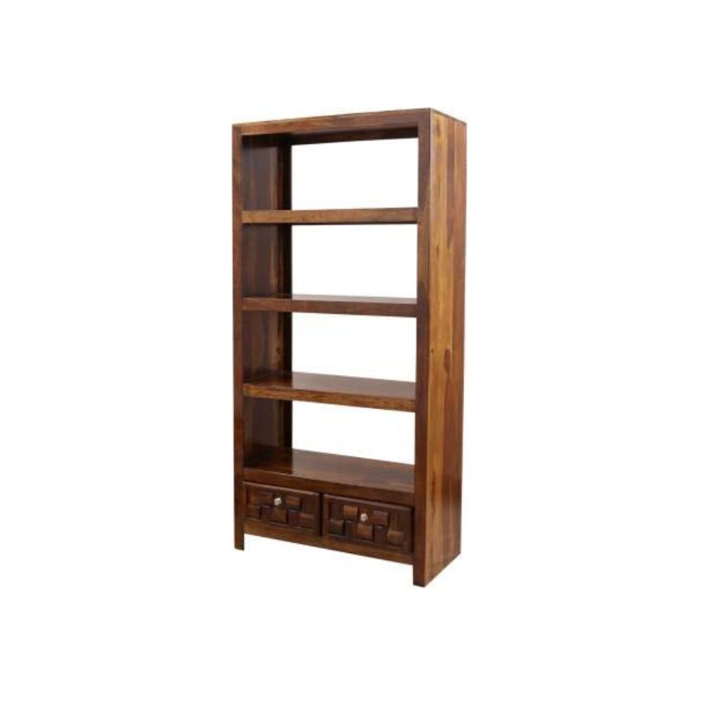 Aaram By Zebrs Furniture Solid Sheesham Wooden Book Shelf with Drawers|Book Racks Storage|for Living Room ,Home & Office (Natural Teak)