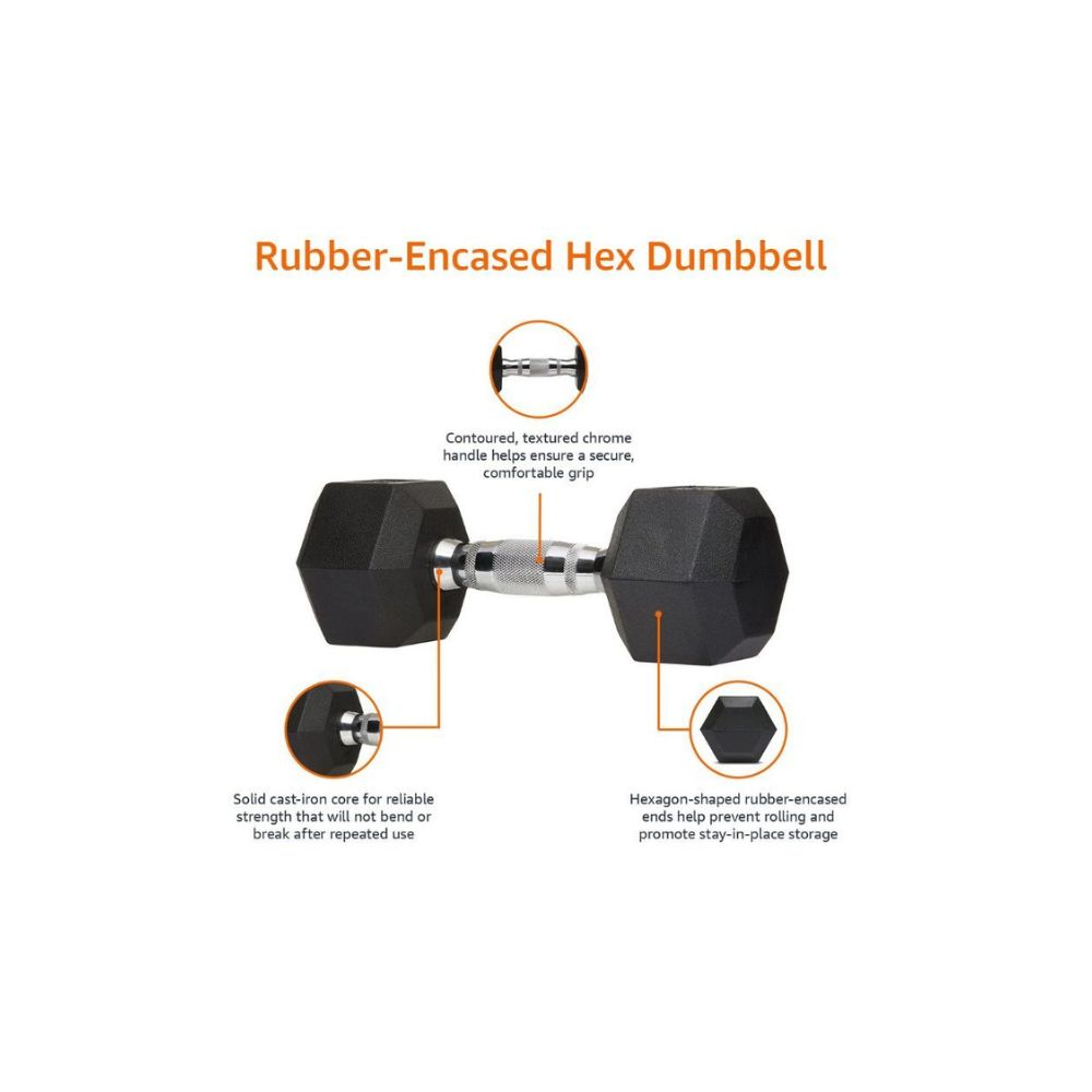 AmazonBasics Quality Solid Cast-Iron Construction Fixed Dumbbell, 15-Pound (6.8 KGS) Black
