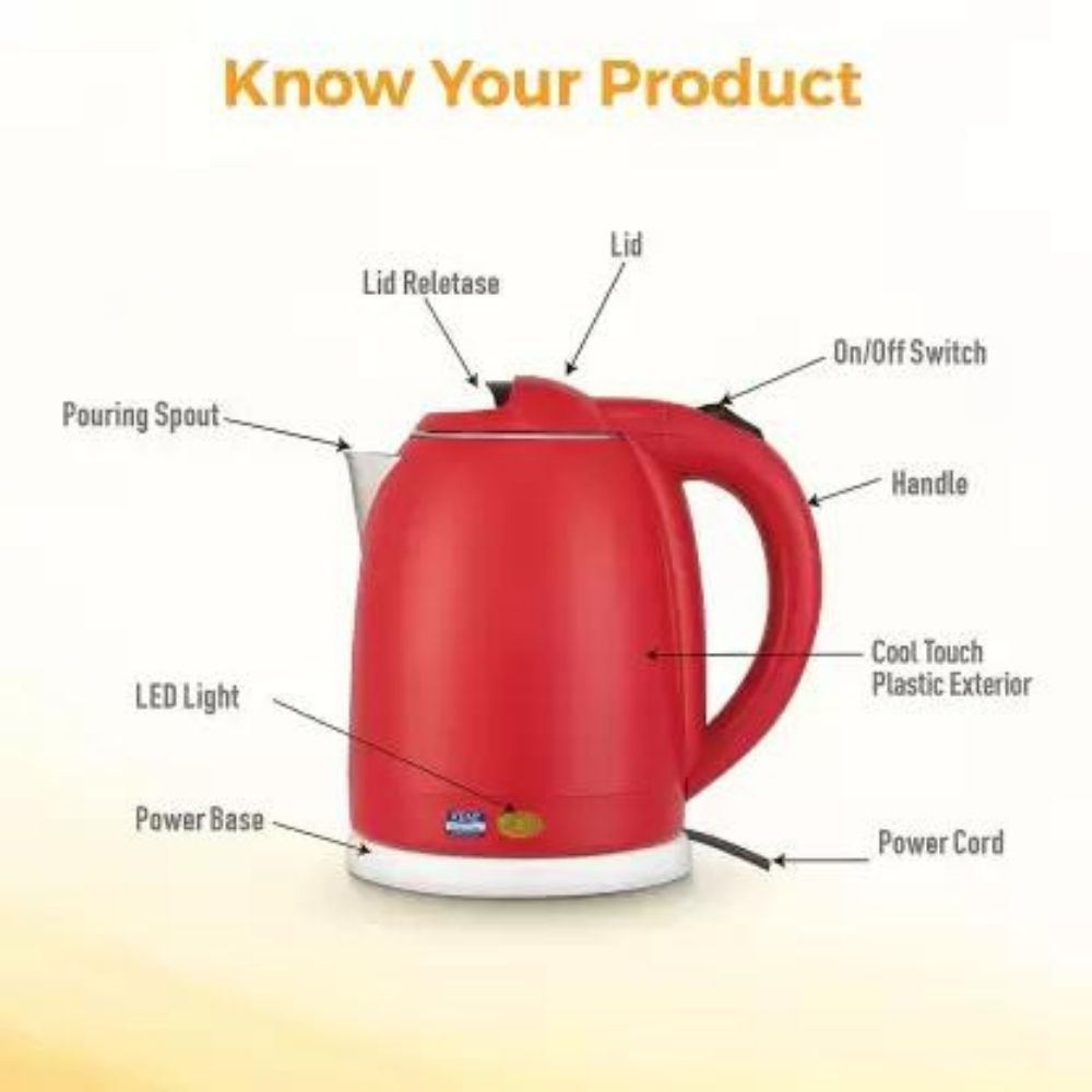 KENT Amaze Plus Cool Touch SS Electric Kettle  (1.8 L, Red)