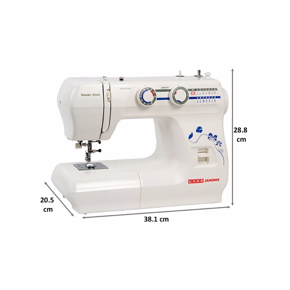 Usha Janome Wonder Stitch Automatic Zig-Zag Electric Sewing Machine (White)