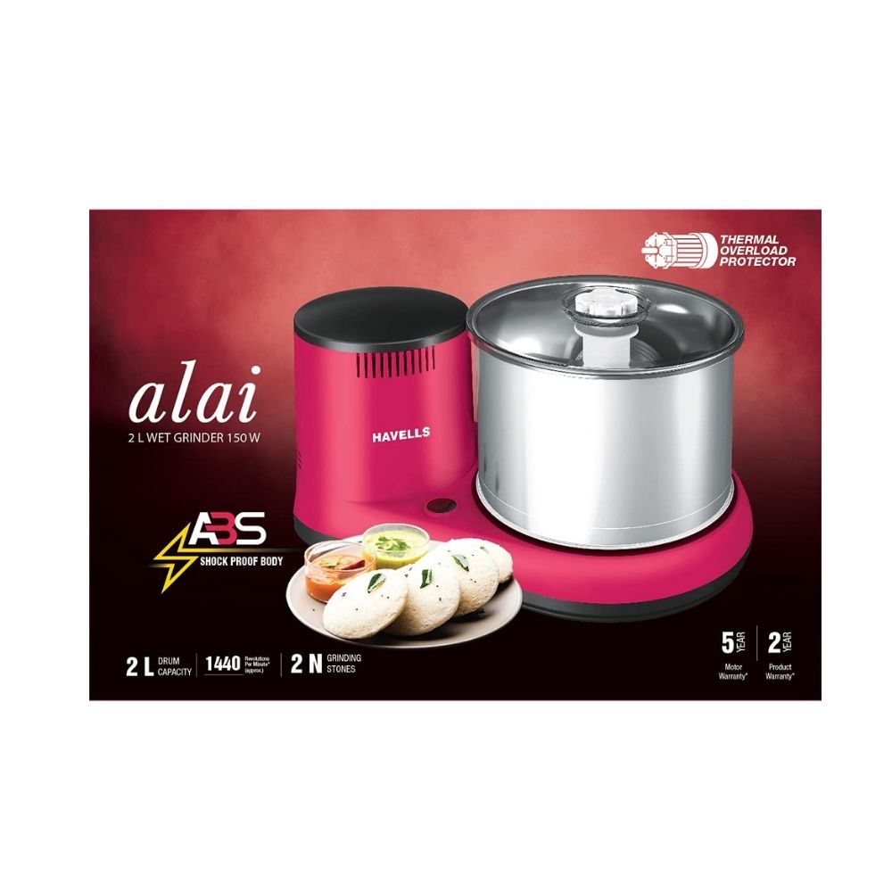 Havells Alai 2 Litre 150 watt Wet Grinder (Pink)