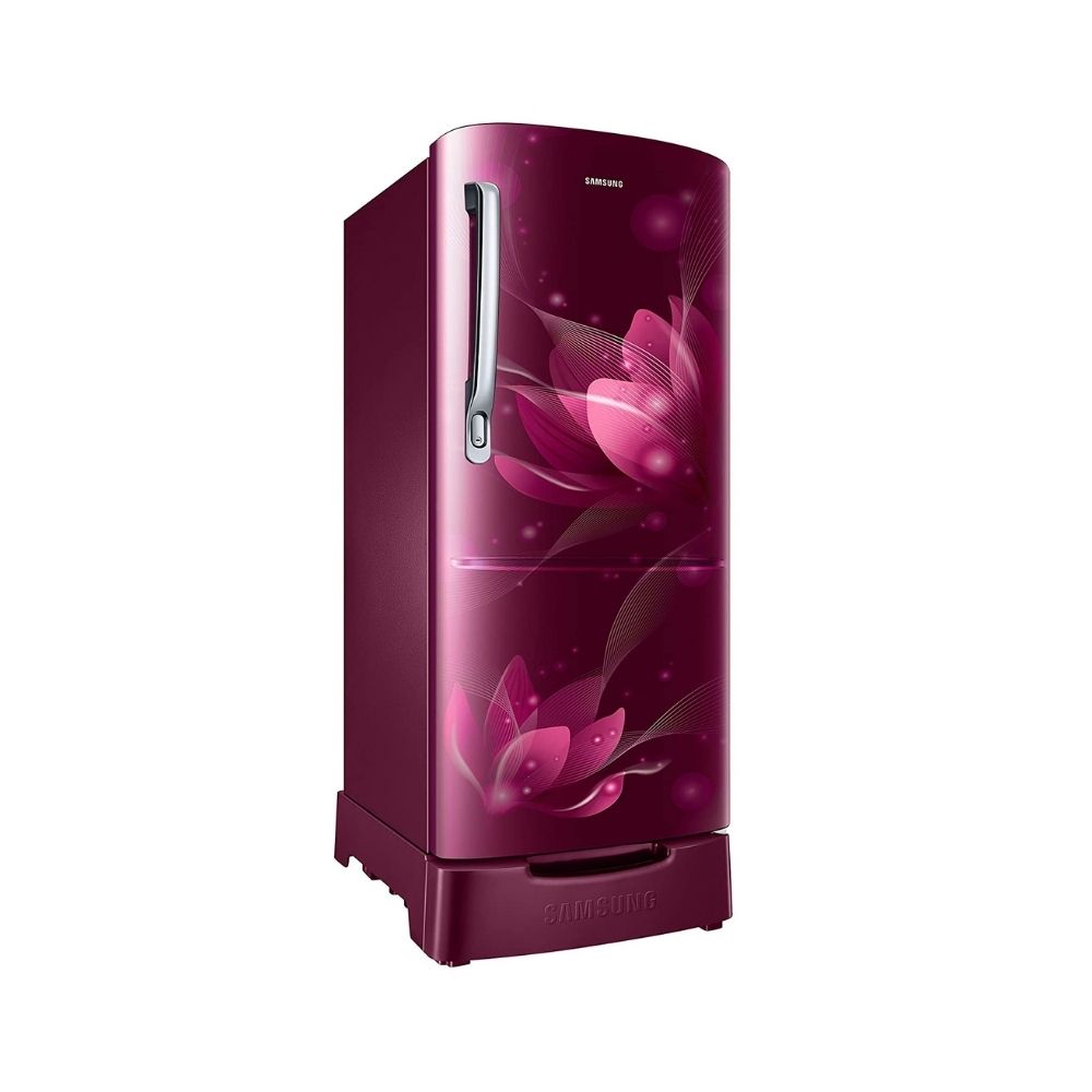 Samsung 192 L 2 Star Direct Cool Single Door Refrigerator (RR20A181BR8/HL, SAFFRON RED, Base Stand with Drawer)