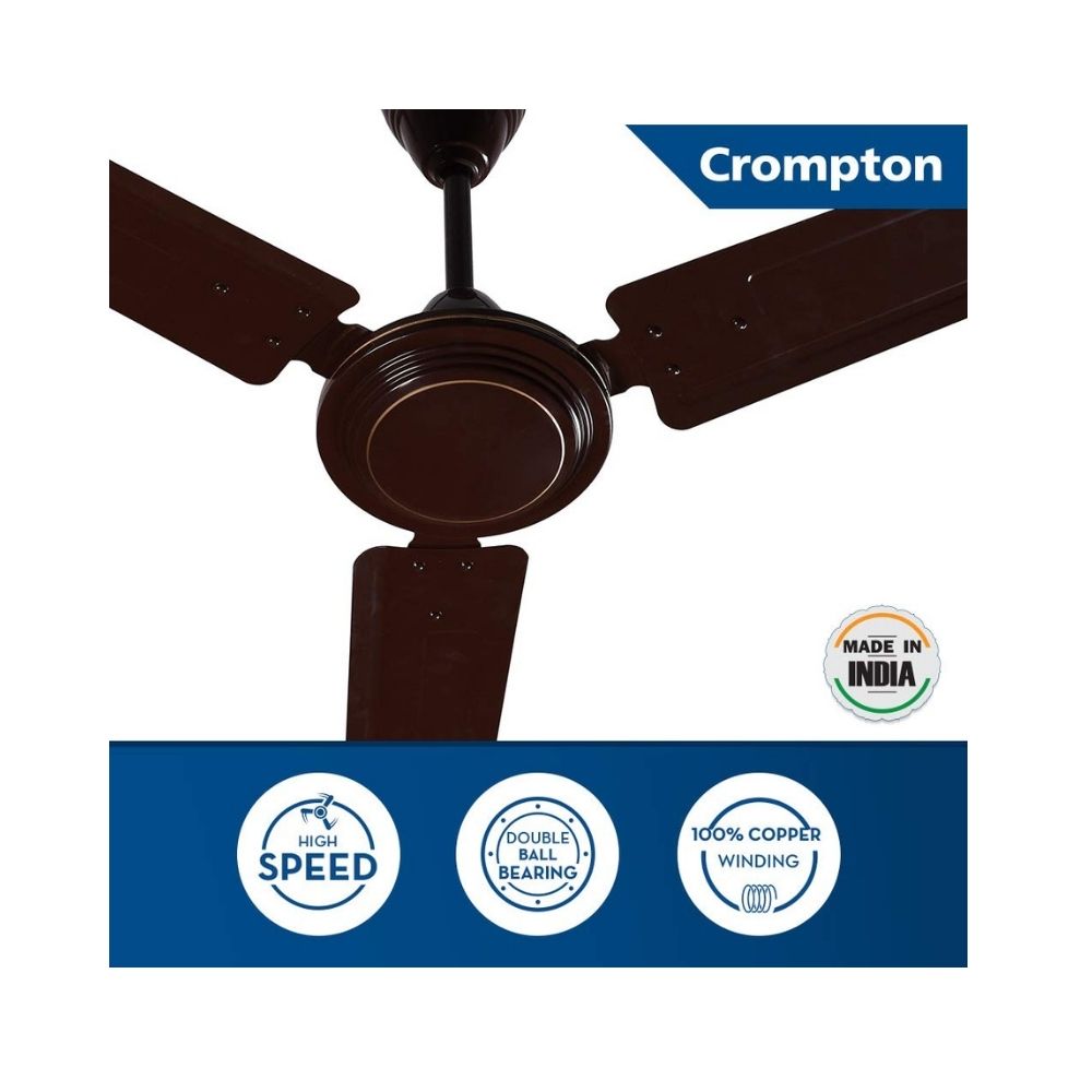 Crompton Hill Briz 1200 mm (48 inch) High Speed Ceiling Fan (Brown)