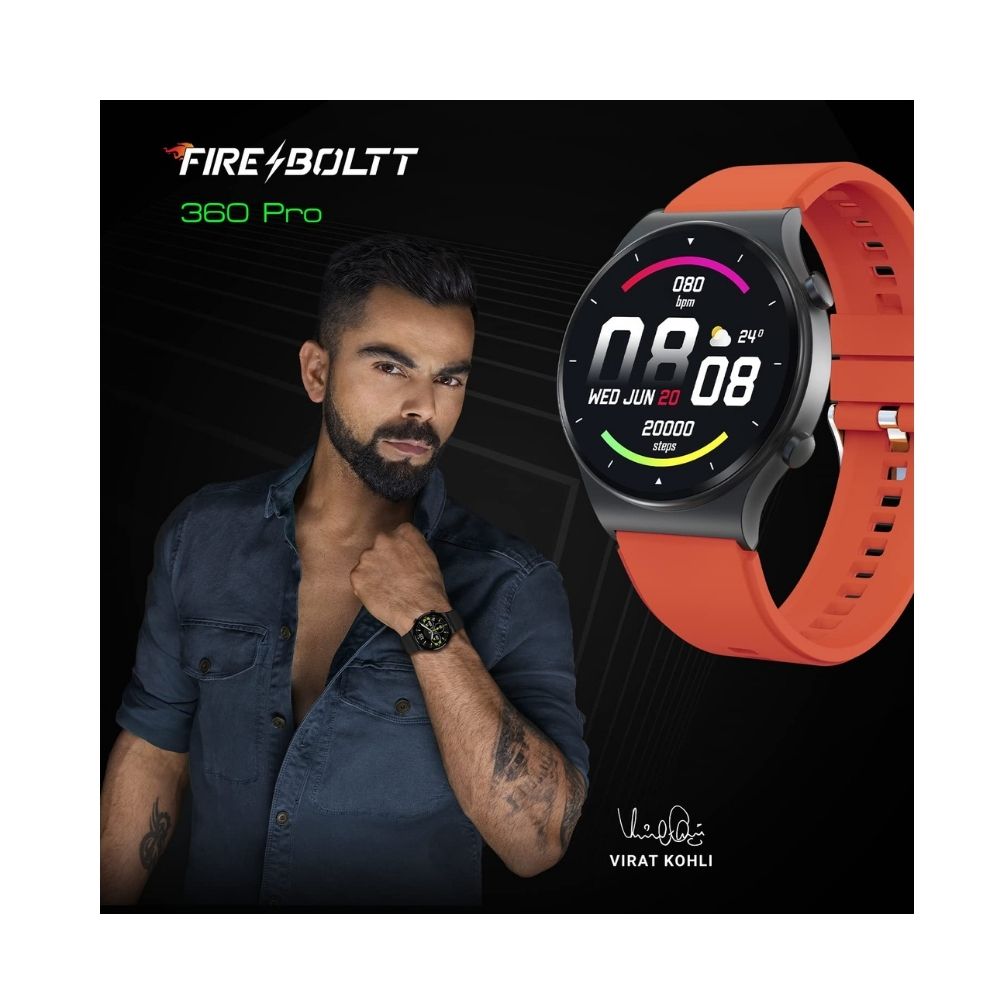 Fire-Boltt 360 Pro Bluetooth Calling, Local Music and TWS Pairing, 360*360 PRO Display Smart Watch (Tarnish Orange)