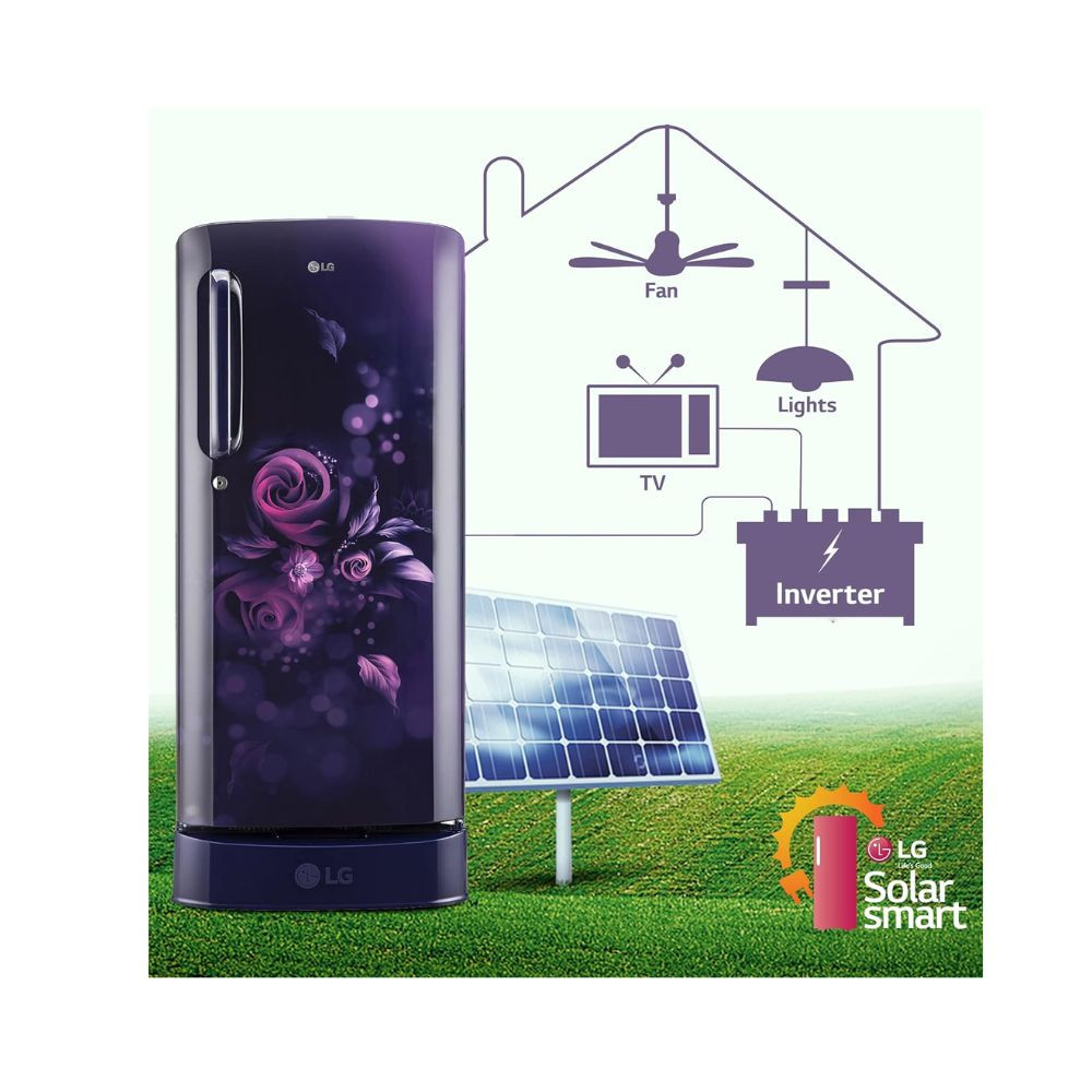 LG 185 L 5 Star Inverter Direct-Cool Single Door Refrigerator GL-D201ABEU Blue Euphoria Base stand with drawer