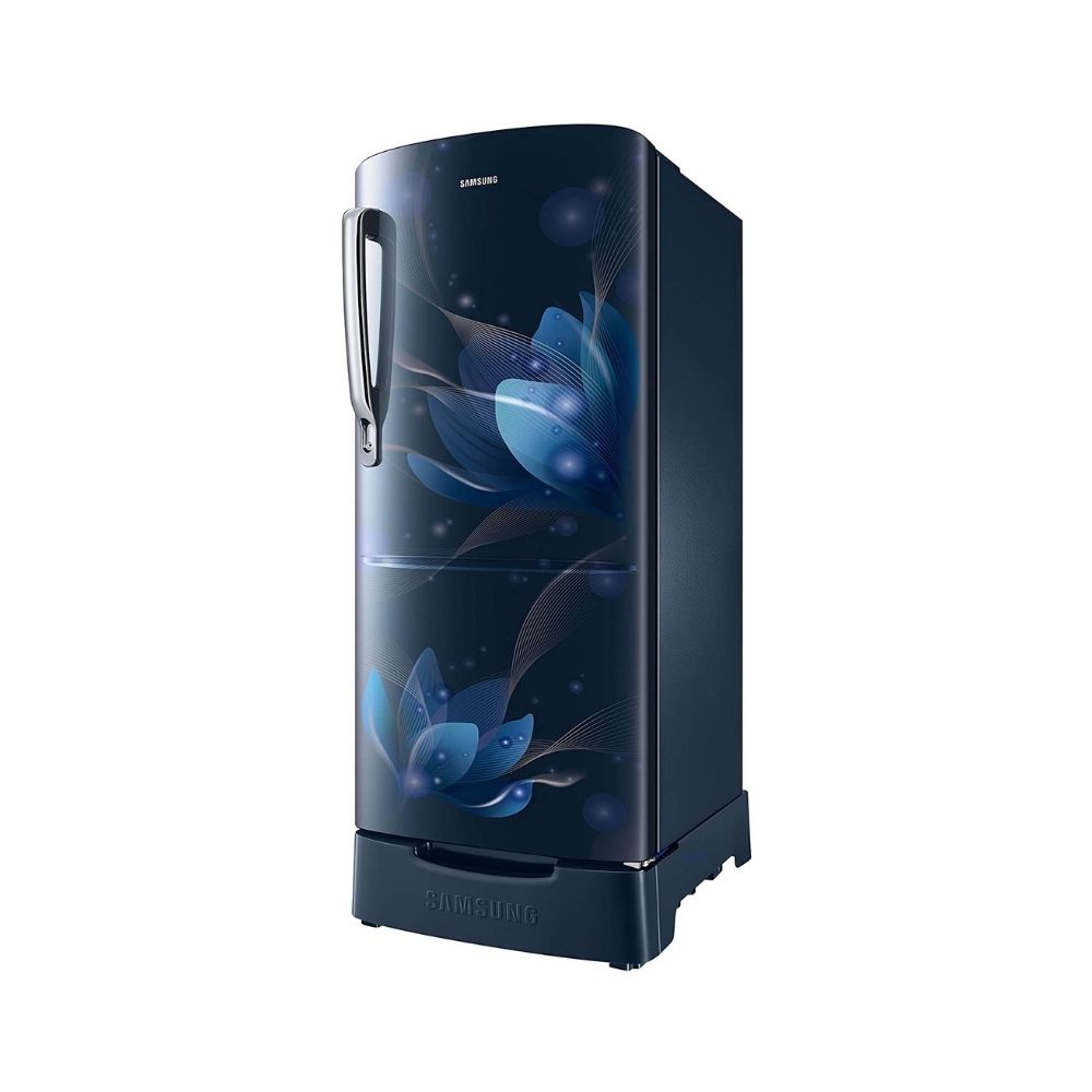 Samsung 192 L 2 Star Direct Cool Single Door Refrigerator (RR20A281BU8/NL, SAFFRON BLUE, Base stand drawer)