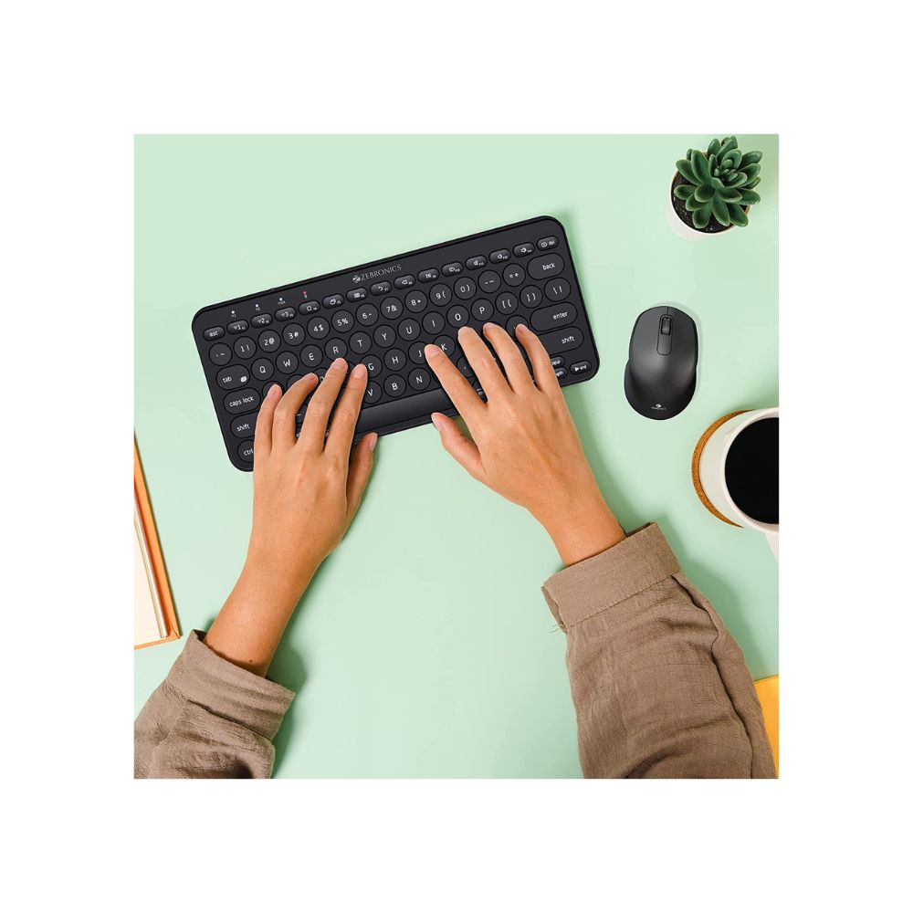 Zebronics zeb-k5000mw wireless multi-device bt keyboard for mac,windows,android,ios, 6 months backup(space grey)
