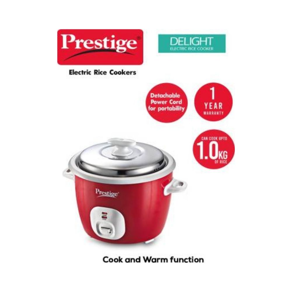 Prestige CUTE 1.8-2 Electric Rice Cooker with Steaming Feature  (1.8 L, Silky Red)