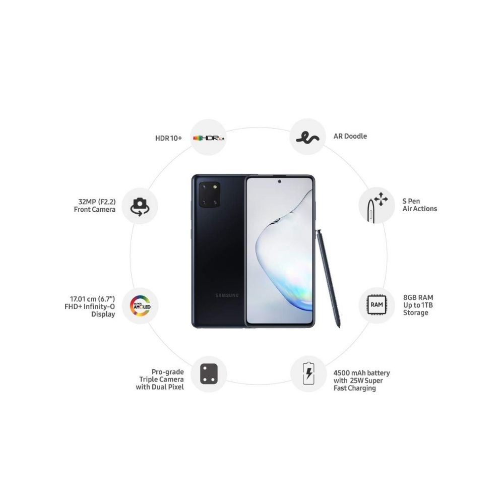 Samsung Galaxy Note10 Lite (Aura Black, 128 GB)  (8 GB RAM)