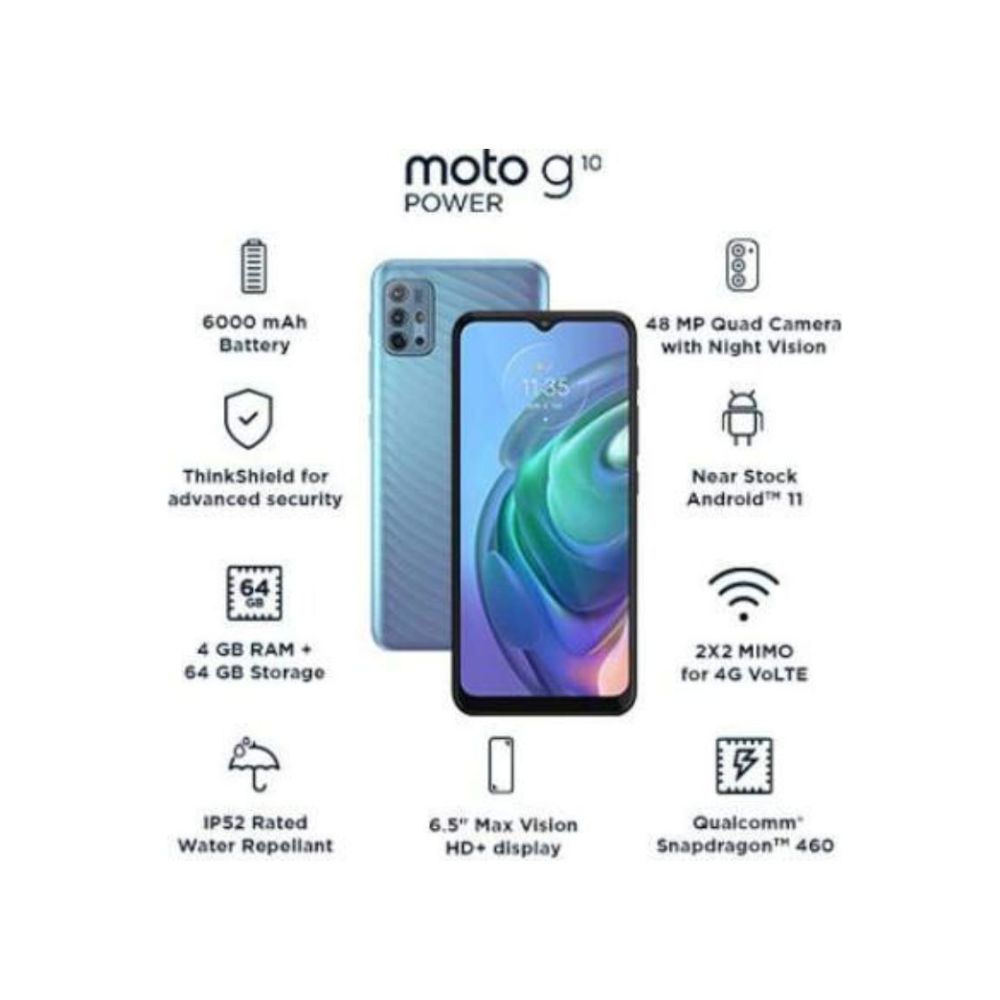 MOTOROLA G10 Power (64 GB) (4 GB RAM) (Breeze Blue)