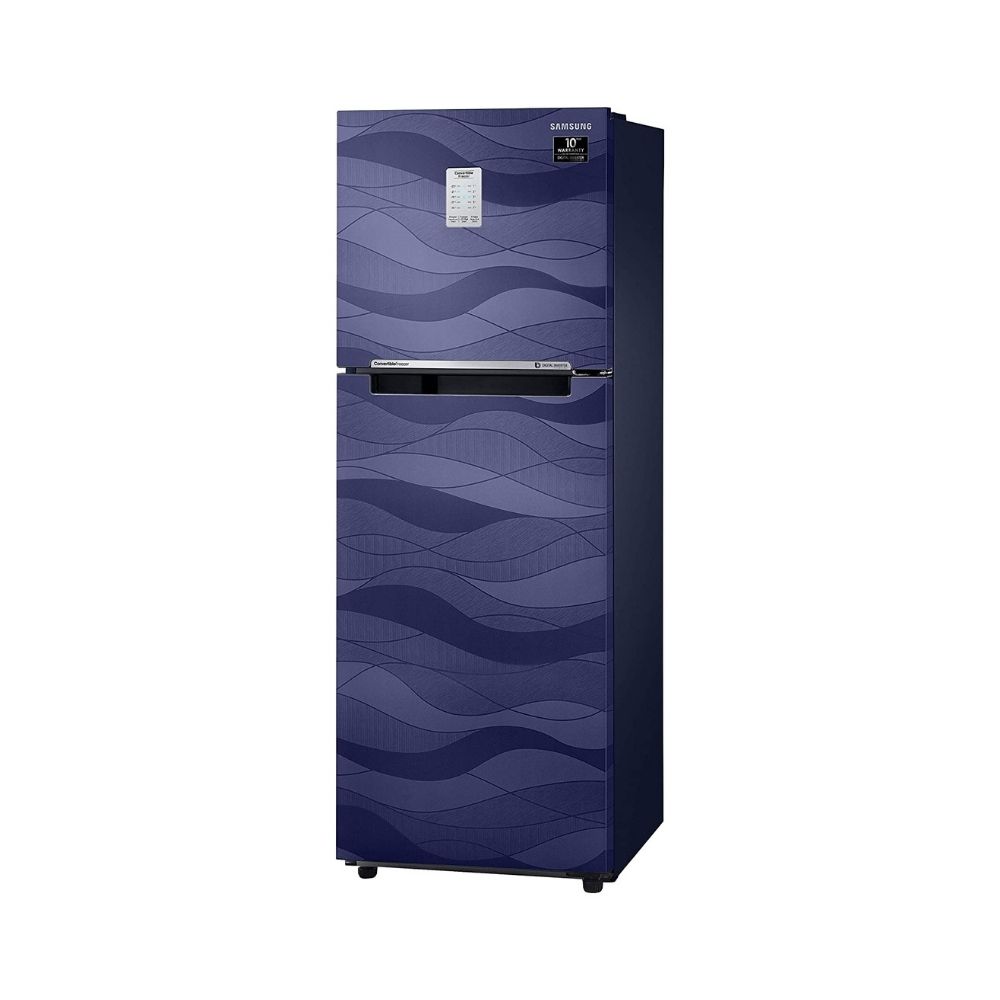Samsung 253 L 3 Star Inverter Frost-Free Double Door Refrigerator (RT28T3753UV/HL, Blue Wave, Convertible)