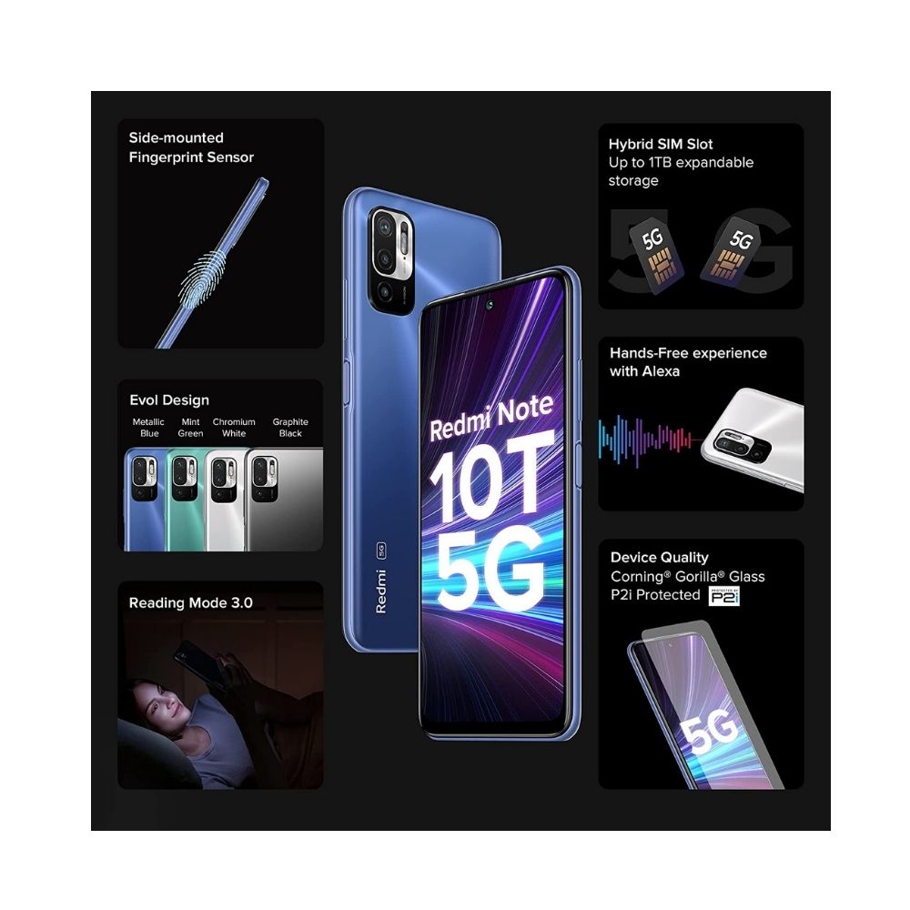 Redmi Note 10T 5G (Metallic Blue, 4GB RAM, 64GB Storage)