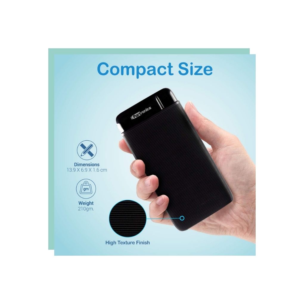 Portronics Power PRO 10K 10000mAh Power Bank with Dual Output Emergency Mobile Charger(Black)