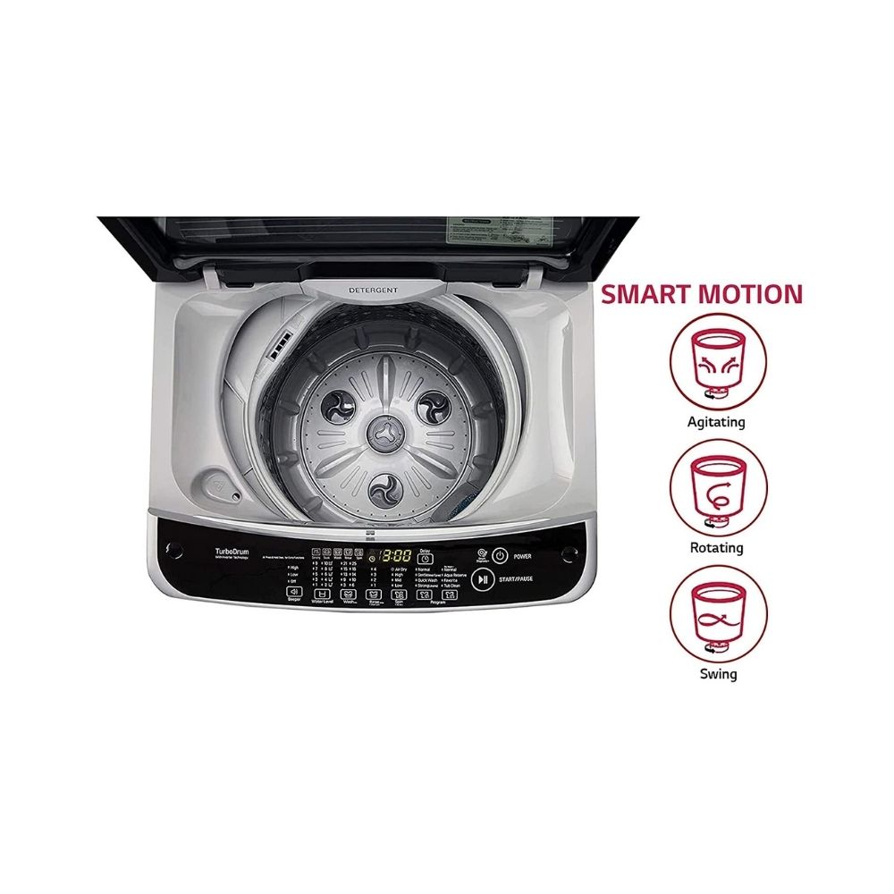 LG 9.0 Kg 5 Star Smart Inverter Fully-Automatic Top Loading Washing Machine (T90SJSF1Z, Middle Free Silver, Jet Spray+)