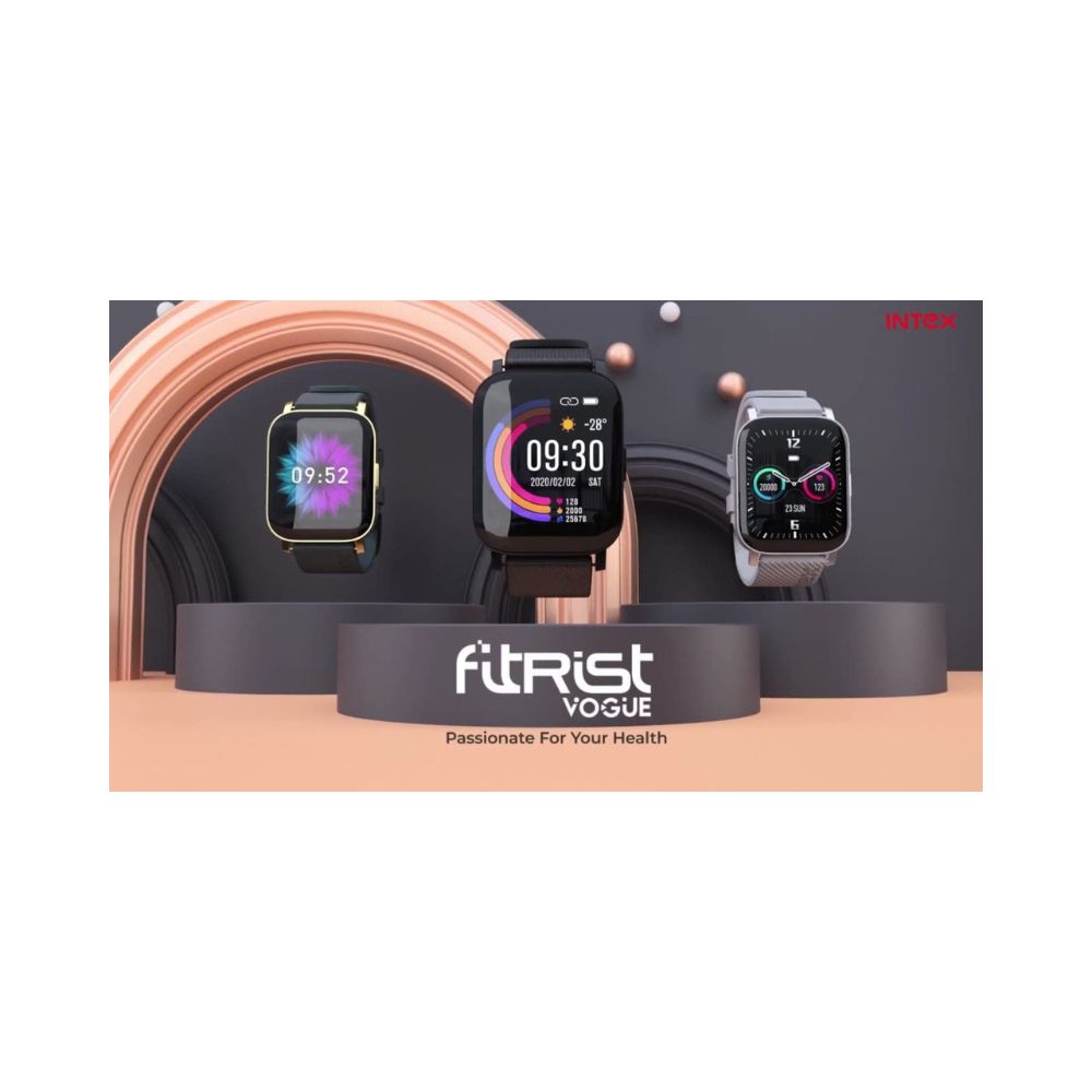Intex FitRist Vogue Smart Watch 1.7 Vision Glass Display Royal(Black)
