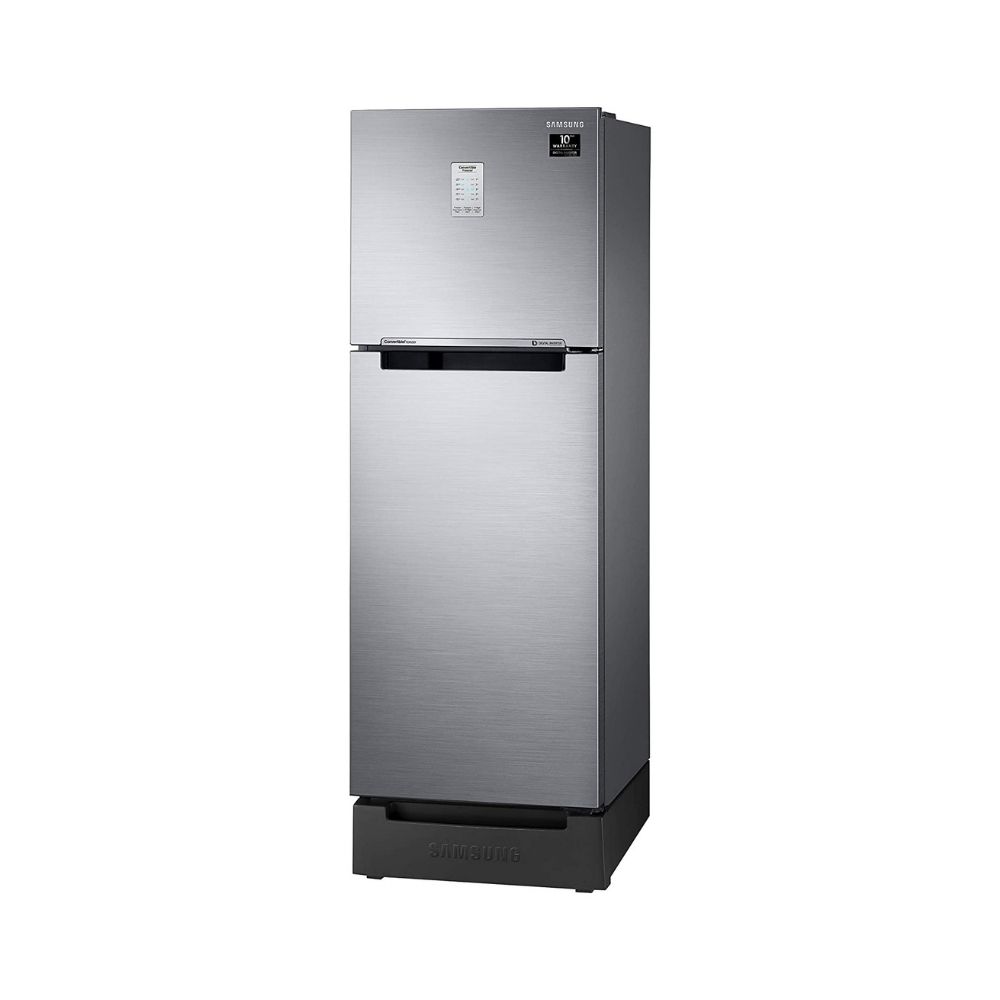 Samsung 253 L 2 Star Inverter Frost-Free Double Door Refrigerator (RT28T3822S8/HL, Elegant Inox(Light Doi Metal, Base Stand with Drawer, Convertible)