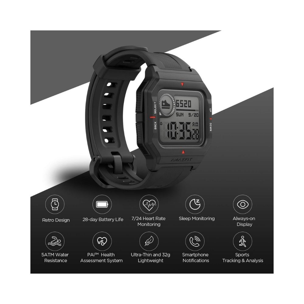 huami Amazfit Neo Smartwatch (Black Strap, Regular) (A2001)