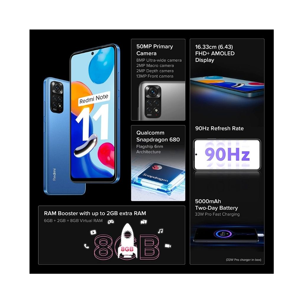 Redmi Note 11 (Horizon Blue, 6GB RAM, 64GB Storage)
