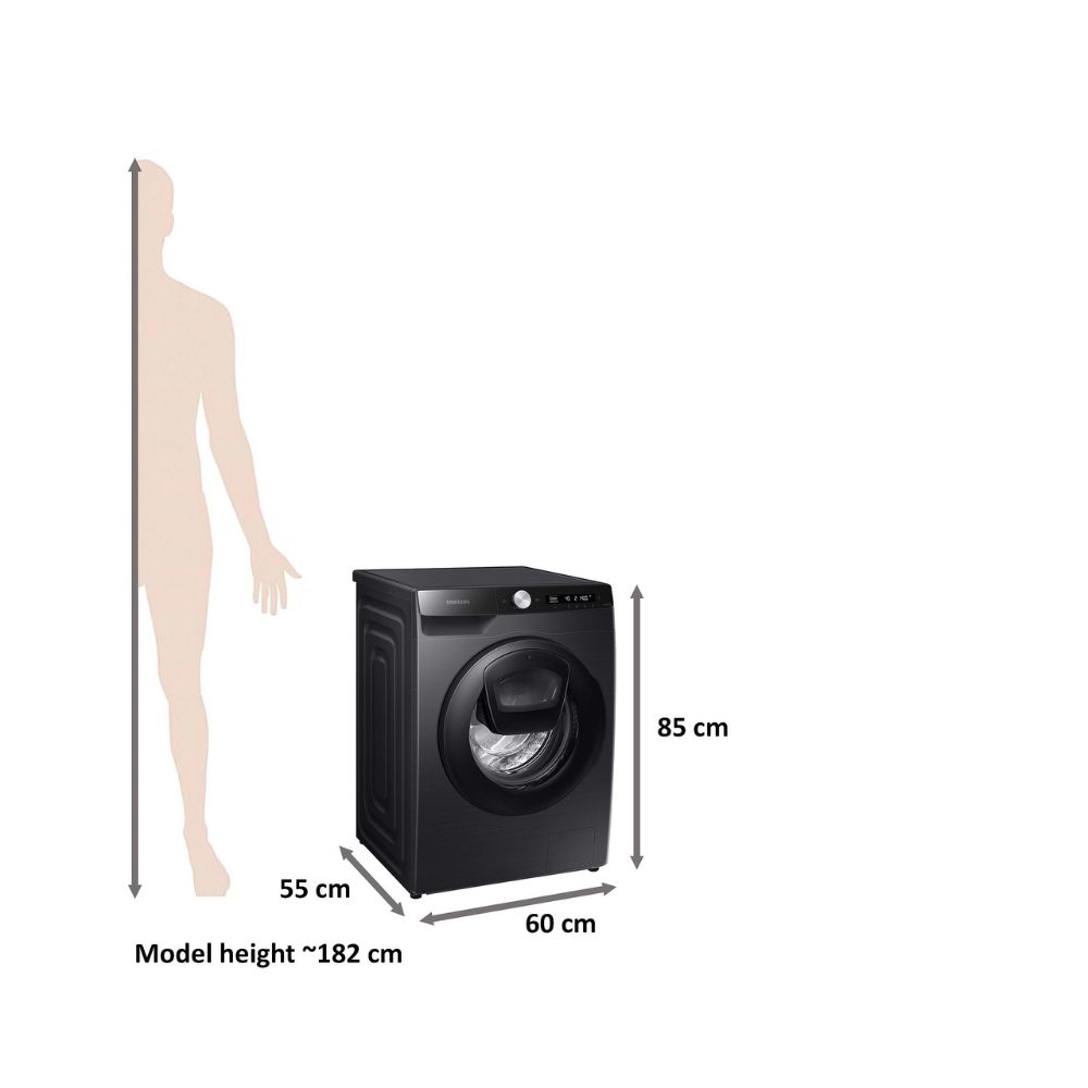 Samsung 8 KG Fully Automatic Front Load Washing Machine Black Caviar (WW80T554DAB/TL)
