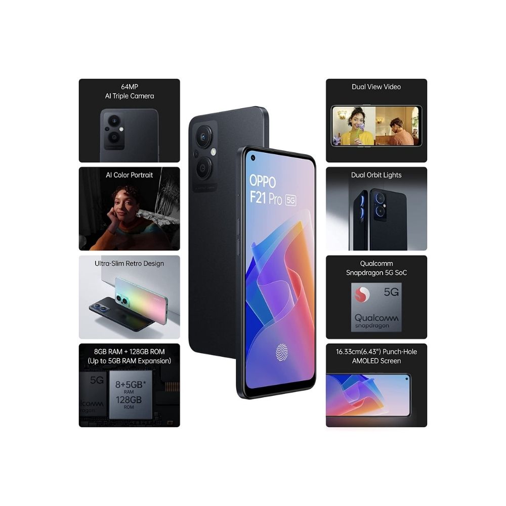Oppo F21 Pro 5G (Cosmic Black, 8GB RAM, 128 Storage)