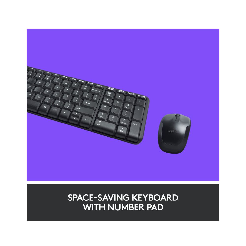 Logitech MK220 Compact Wireless Keyboard and Mouse Combo for Windows, Black