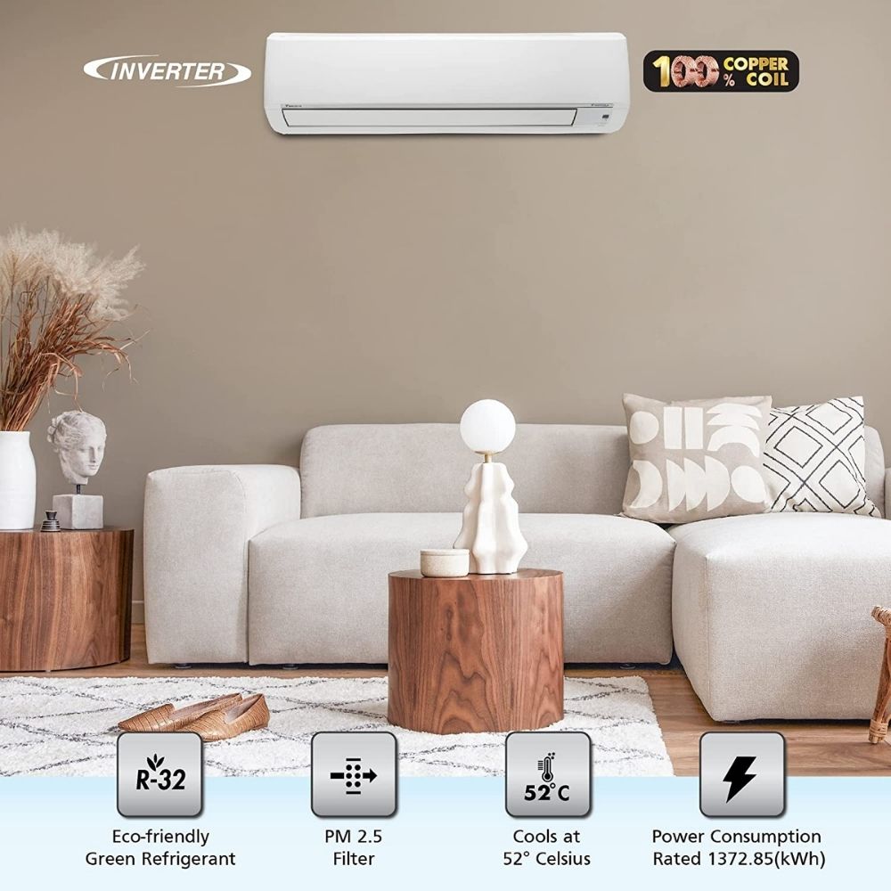 Daikin 1.5 Ton 5 Star Inverter Split AC (Copper,2022,FTKM50U,White)