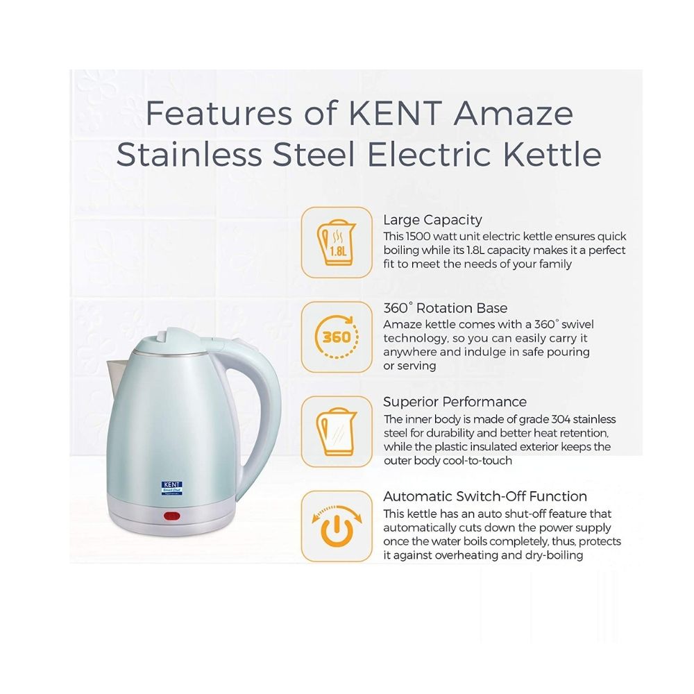 Kent Stainless Steel Amaze Electric Kettle (1.8 L)(16055)