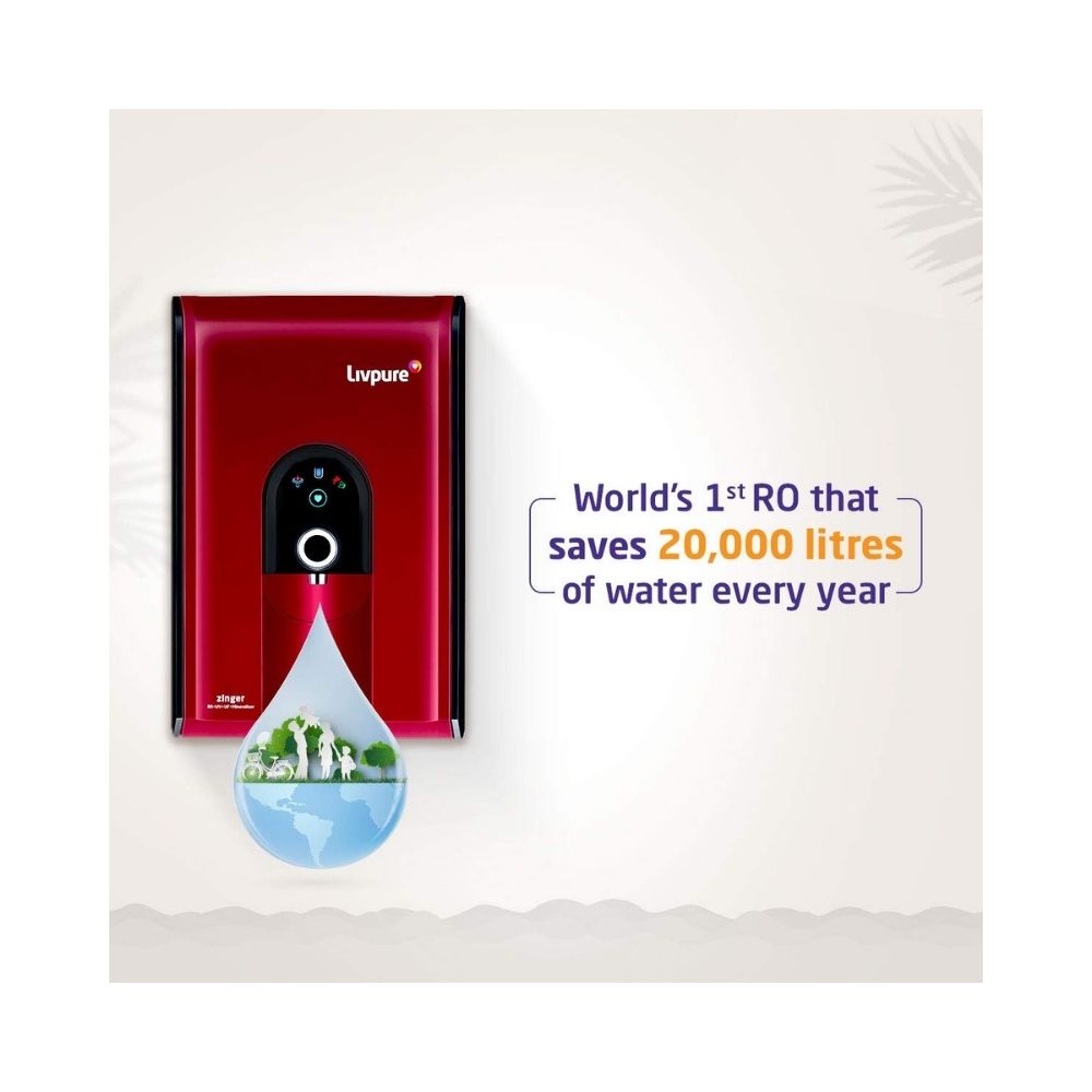 Livpure Liv-Zinger-HR 6.5 L RO + UV + UF + Minerals Water Purifier  (Red)