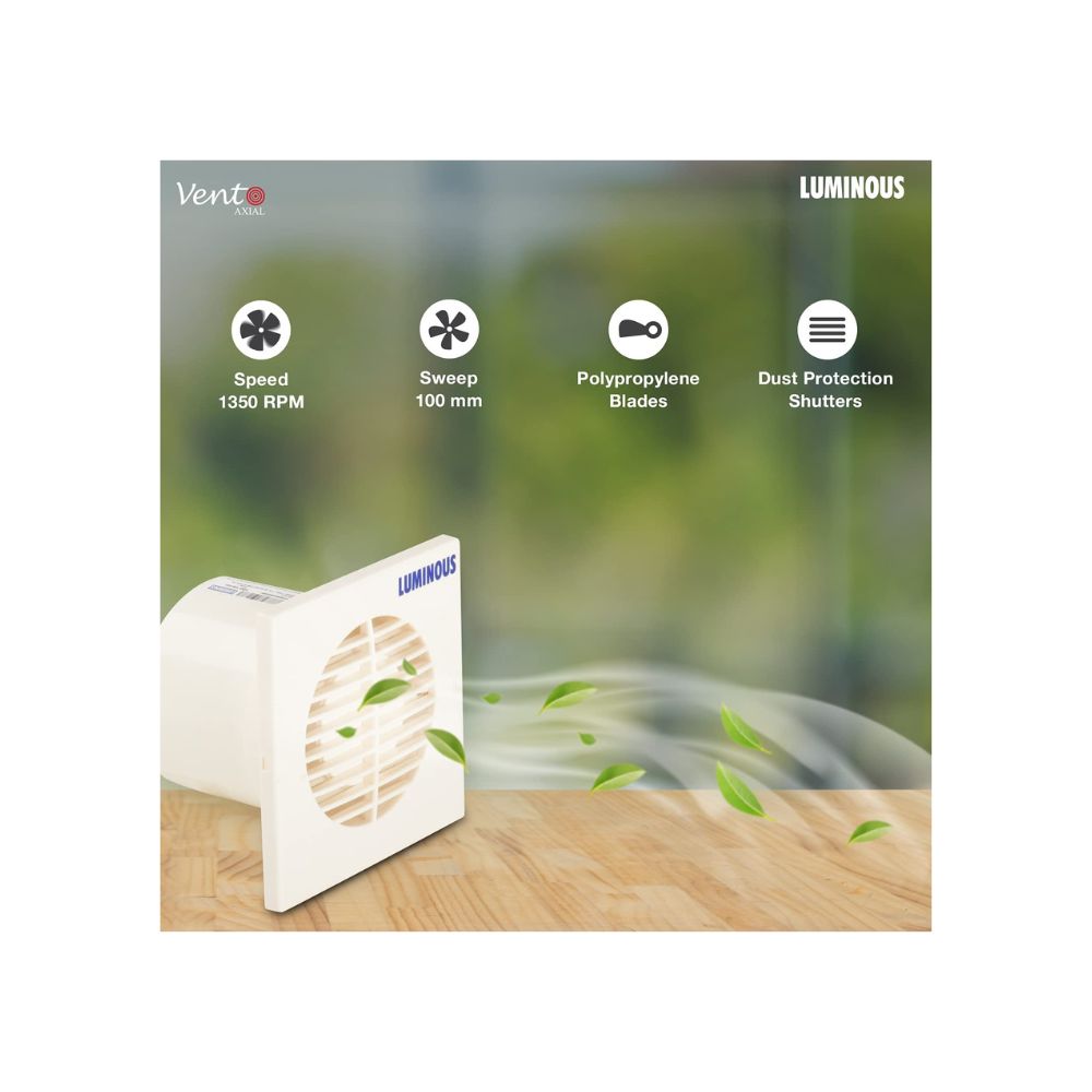 Luminous Vento Axial 100 mm Exhaust Fan for Kitchen (Cut-out Size - Circle Diameter 111 mm, White)