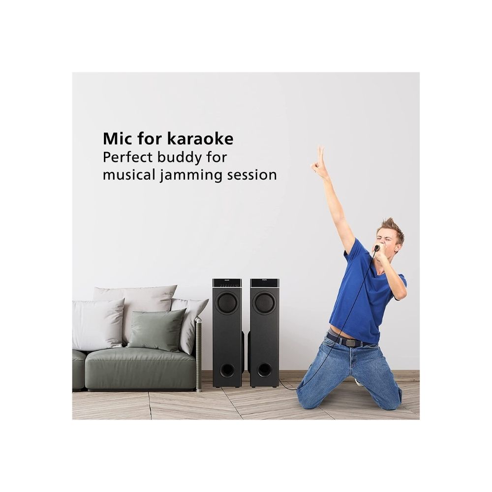 Philips Audio SPA9070/94 70 W Tower Speaker with Optical Input and Mic, Black